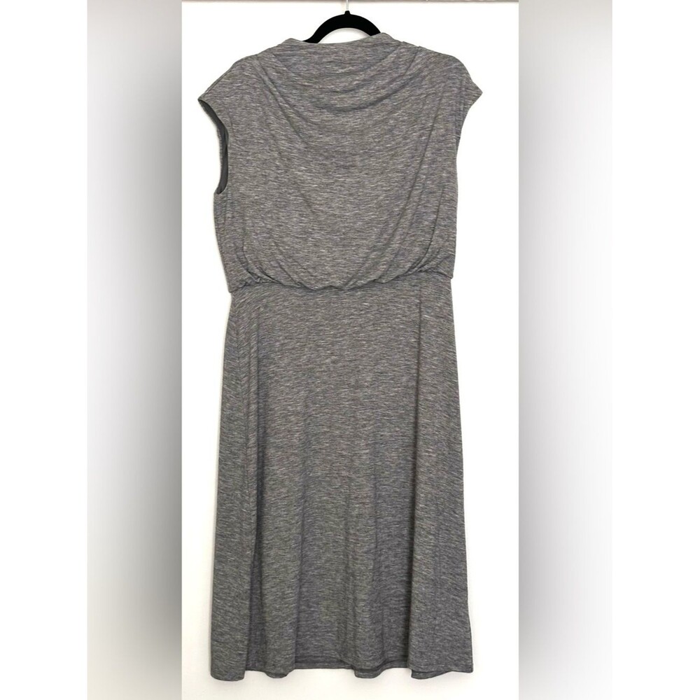 Ann Taylor Mock Neck Blouson Flare Dress Gray Size 12P Petite